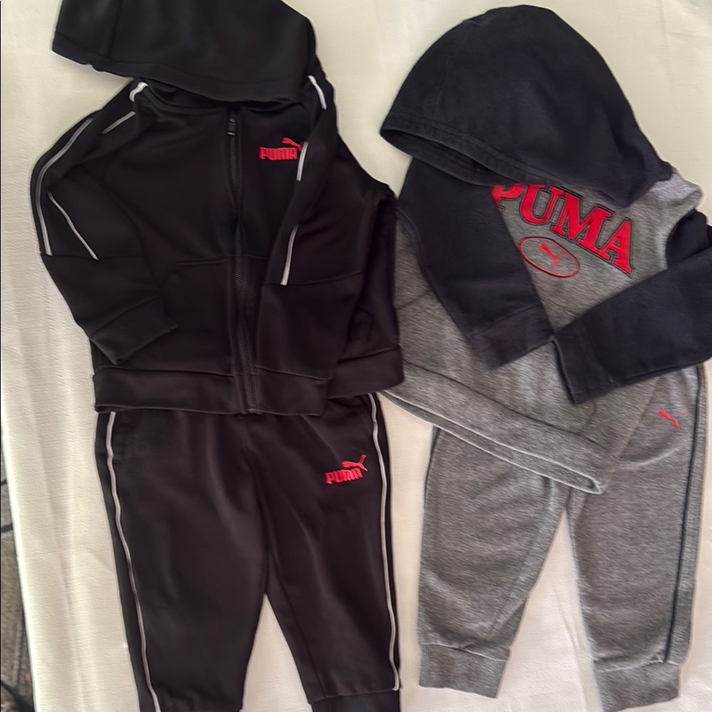 Puma Kids' Black and Gray Tracksuit Set